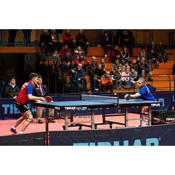 Jan Zibrat of Slovenia in action during table tennis European Championship 2019 qualifier match between Slovenia and Romania, played in Sports venue Osnovna sola 3, Murska Sobota, Slovenia on November 20, 2018