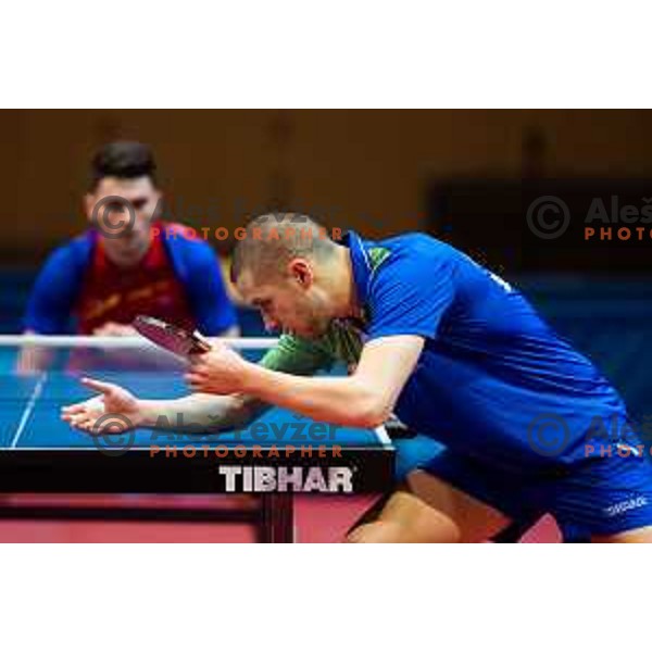 Jan Zibrat of Slovenia in action during table tennis European Championship 2019 qualifier match between Slovenia and Romania, played in Sports venue Osnovna sola 3, Murska Sobota, Slovenia on November 20, 2018