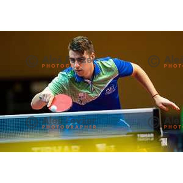 Darko Jorgic of Slovenia in action during table tennis European Championship 2019 qualifier match between Slovenia and Romania, played in Sports venue Osnovna sola 3, Murska Sobota, Slovenia on November 20, 2018