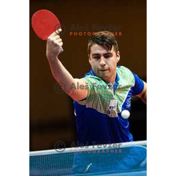 Darko Jorgic of Slovenia in action during table tennis European Championship 2019 qualifier match between Slovenia and Romania, played in Sports venue Osnovna sola 3, Murska Sobota, Slovenia on November 20, 2018