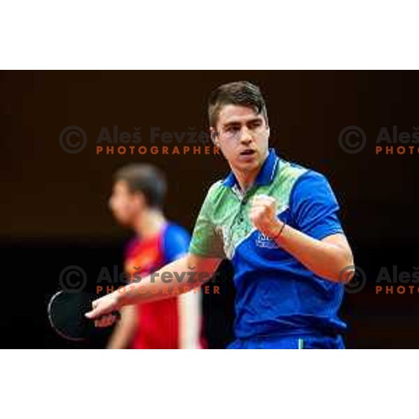 Darko Jorgic of Slovenia in action during table tennis European Championship 2019 qualifier match between Slovenia and Romania, played in Sports venue Osnovna sola 3, Murska Sobota, Slovenia on November 20, 2018