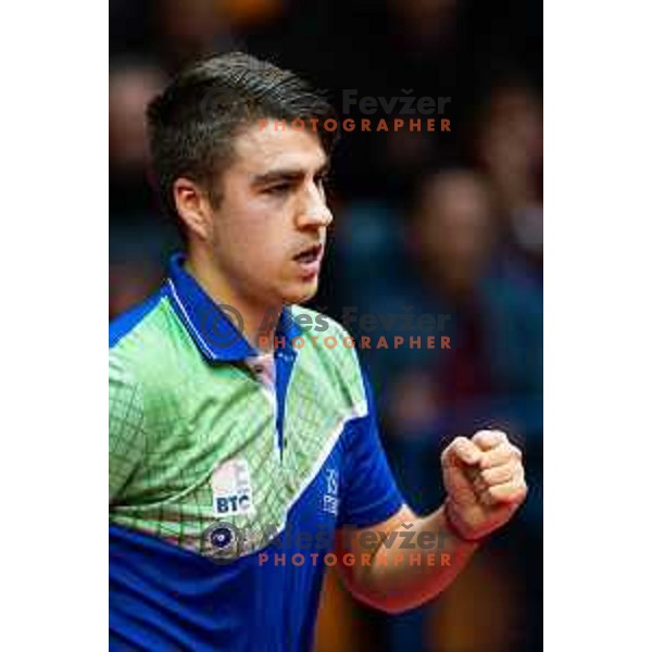 Darko Jorgic of Slovenia in action during table tennis European Championship 2019 qualifier match between Slovenia and Romania, played in Sports venue Osnovna sola 3, Murska Sobota, Slovenia on November 20, 2018