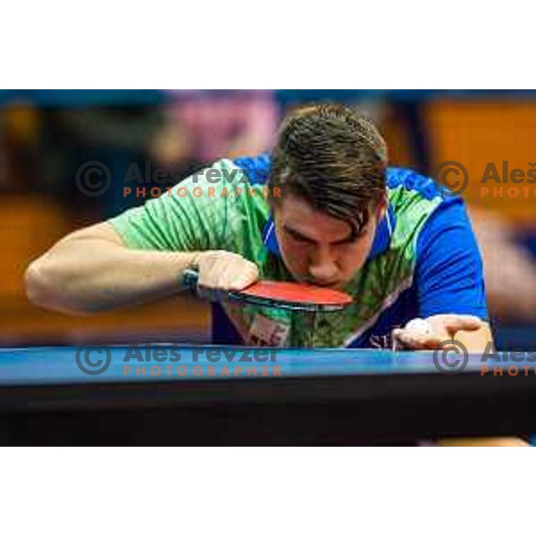 Darko Jorgic of Slovenia in action during table tennis European Championship 2019 qualifier match between Slovenia and Romania, played in Sports venue Osnovna sola 3, Murska Sobota, Slovenia on November 20, 2018