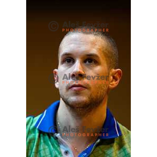 Jan Zibrat of Slovenia in action during table tennis European Championship 2019 qualifier match between Slovenia and Romania, played in Sports venue Osnovna sola 3, Murska Sobota, Slovenia on November 20, 2018