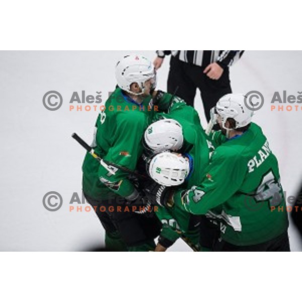 Olimpija in action during Alps league ice hockey match between HK SZ Olimpija and Jesenice , Tivoli hall, Ljubljana, Slovenia on November 25, 2018