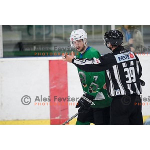 Luka Zorko in action during Alps league ice hockey match between HK SZ Olimpija and Jesenice , Tivoli hall, Ljubljana, Slovenia on November 25, 2018