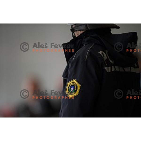Police in action during Alps league ice hockey match between HK SZ Olimpija and Jesenice , Tivoli hall, Ljubljana, Slovenia on November 25, 2018