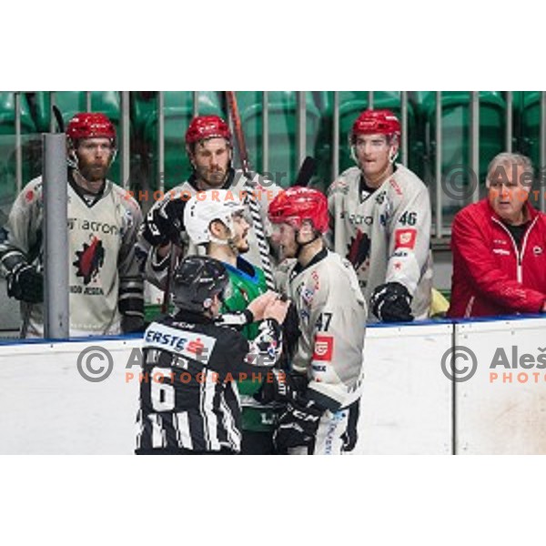 Gasper Glavic in action during Alps league ice hockey match between HK SZ Olimpija and Jesenice , Tivoli hall, Ljubljana, Slovenia on November 25, 2018