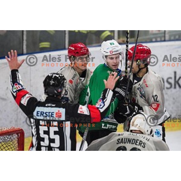 action during Alps league ice hockey match between HK SZ Olimpija and Jesenice , Tivoli hall, Ljubljana, Slovenia on November 25, 2018