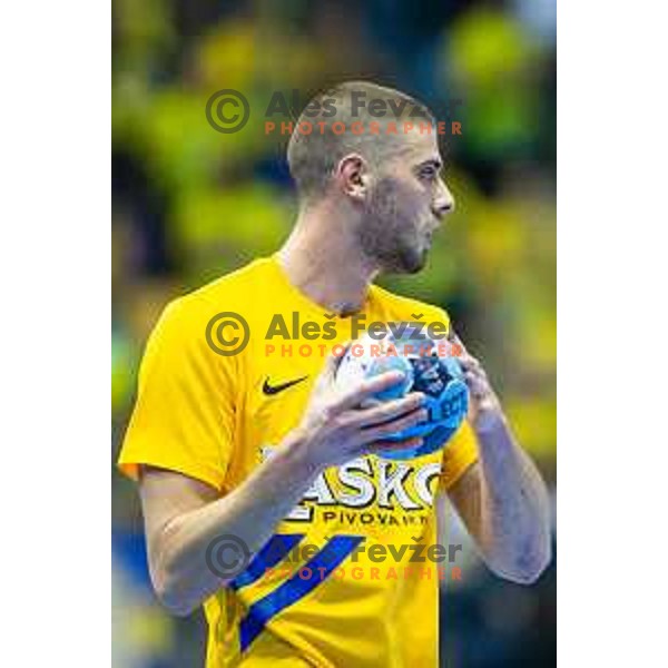 Branko Vujovic in action during handball match between Celje PL and Nantes, Velux EHF Champions League 2018/19, played in Zlatorog Arena, Celje, Slovenia on December 2, 2018