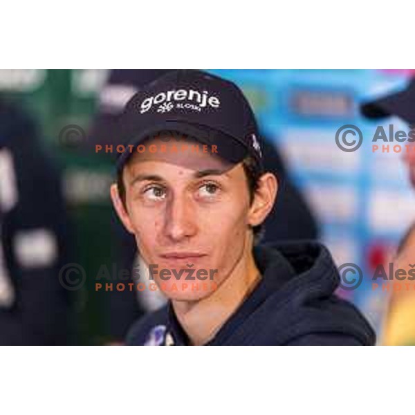 Peter Prevc of Slovenia ski jumping team during press conference in Lasko, Slovenia on December 4, 2018