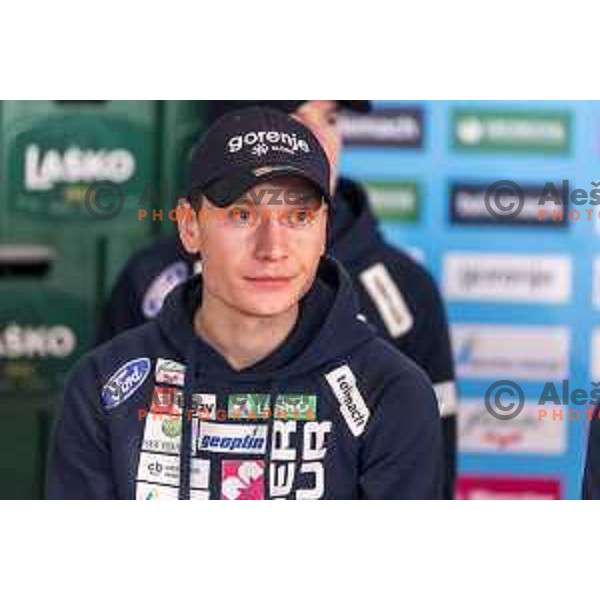 Domen Prevc of Slovenia ski jumping team during press conference in Lasko, Slovenia on December 4, 2018