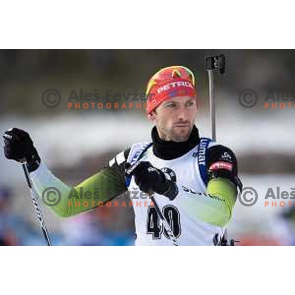 Jakov Fak (SLO) during Men\'s 20 km Individual at Pokljuka World Cup Biathlon race, Slovenia on December 6, 2018