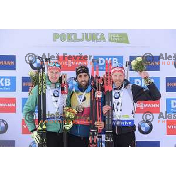 Martin Fourcade (FRA), winner of Men\'s 20 km Individual at Pokljuka World Cup Biathlon race, Slovenia on December 6, 2018