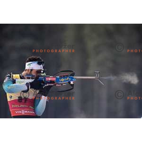 Martin Fourcade (FRA), winner of Men\'s 20 km Individual at Pokljuka World Cup Biathlon race, Slovenia on December 6, 2018