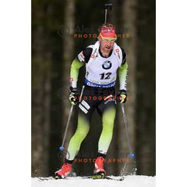 Klemen Bauer (SLO) during Men\'s 20 km Individual at Pokljuka World Cup Biathlon race, Slovenia on December 6, 2018