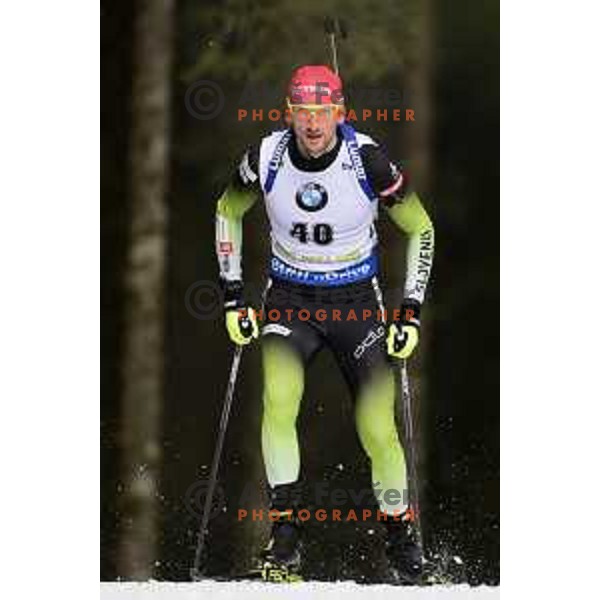 Jakov Fak (SLO) during Men\'s 20 km Individual at Pokljuka World Cup Biathlon race, Slovenia on December 6, 2018