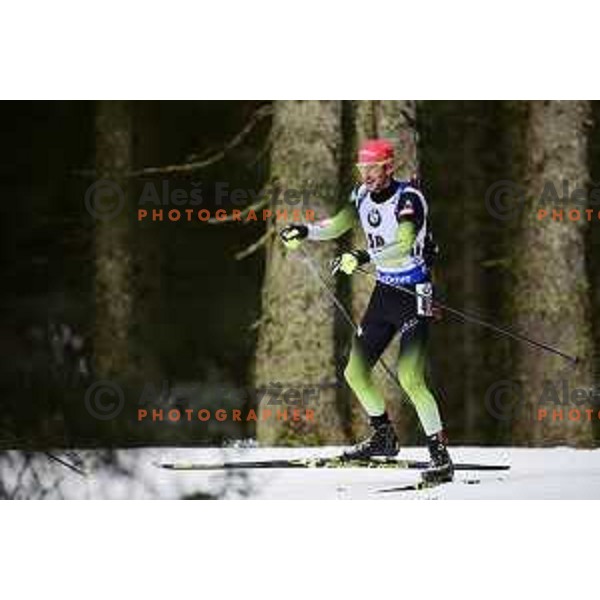 Jakov Fak (SLO) during Men\'s 20 km Individual at Pokljuka World Cup Biathlon race, Slovenia on December 6, 2018