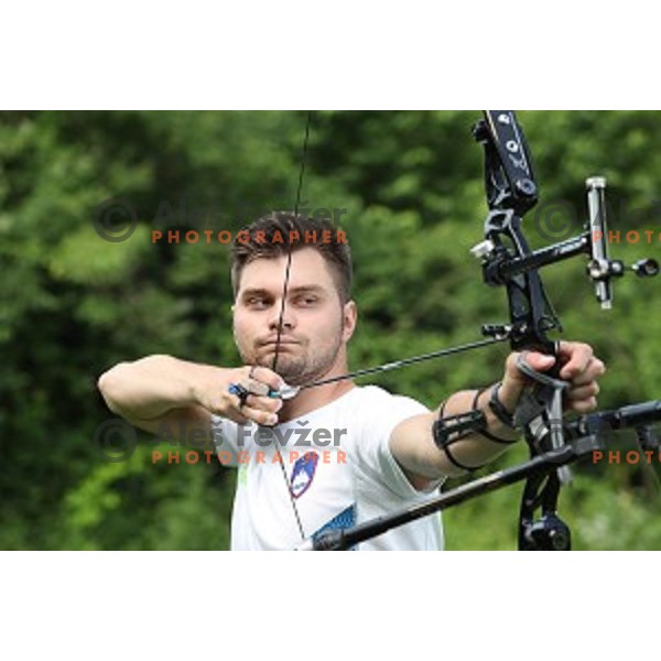 Rok Bizjak of Slovenia Archery Team during practice session in Ljubljana on June 9, 2018