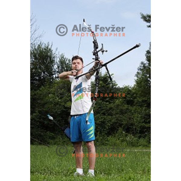 Rok Bizjak of Slovenia Archery Team during practice session in Ljubljana on June 9, 2018