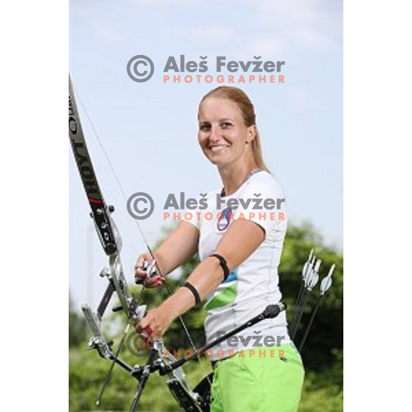 Ana Umer of Slovenia Archery Team during practice session in Ljubljana on June 9, 2018
