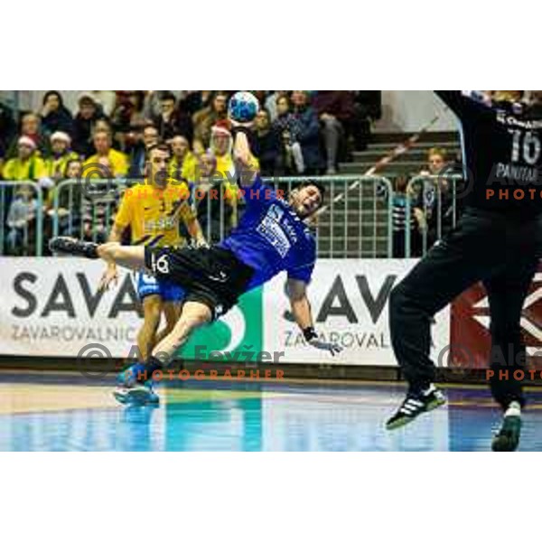 Ernest Jerebie Julian in action during handball match between Maribor Branik and Celje PL, Round 14 of 1.NLB league, played in Dvorana Tabor, Maribor, Slovenia on December 16, 2018