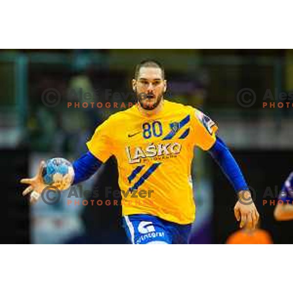 Kristian Beciri in action during handball match between Maribor Branik and Celje PL, Round 14 of 1.NLB league, played in Dvorana Tabor, Maribor, Slovenia on December 16, 2018