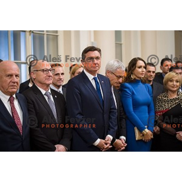 Borut Pahor during Reception for the best Slovenian sportsmen and sportswoman in the year 2018 held by the president of Slovenia and minister of Education, Science and Sport in Ljubljana on December 19,2018