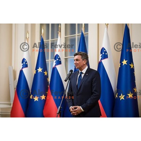 Borut Pahor during Reception for the best Slovenian sportsmen and sportswoman in the year 2018 held by the president of Slovenia and minister of Education, Science and Sport in Ljubljana on December 19,2018