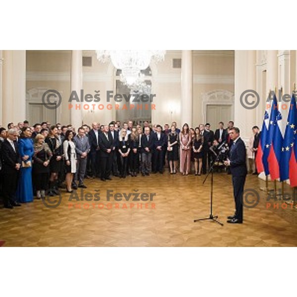Borut Pahor during Reception for the best Slovenian sportsmen and sportswoman in the year 2018 held by the president of Slovenia and minister of Education, Science and Sport in Ljubljana on December 19,2018