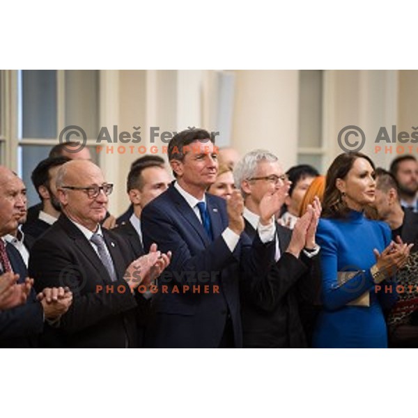 Borut Pahor during Reception for the best Slovenian sportsmen and sportswoman in the year 2018 held by the president of Slovenia and minister of Education, Science and Sport in Ljubljana on December 19,2018