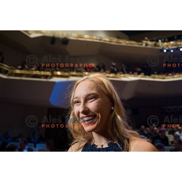 Janja Garnbret at Sportsman of Slovenia of the year 2018, Gala-night in Cankarjev Dom, Ljubljana on December 19, 2018