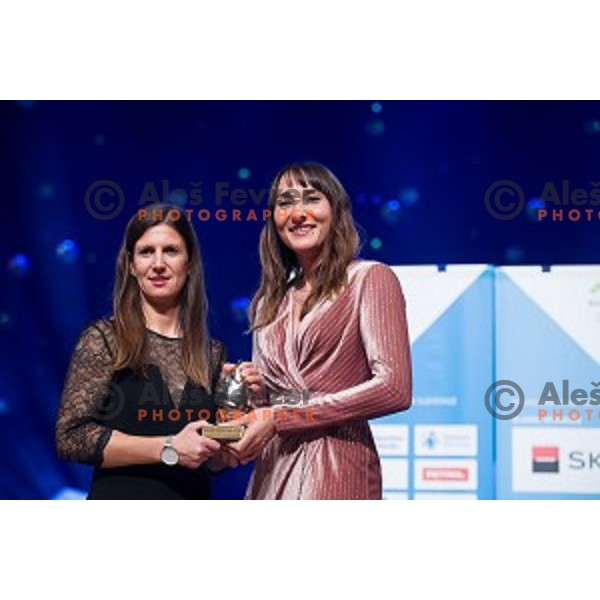 Tina Mrak and Veronika Macarol was voted as best team at Sportsman of Slovenia of the year 2018, Gala-night in Cankarjev Dom, Ljubljana on December 19, 2018