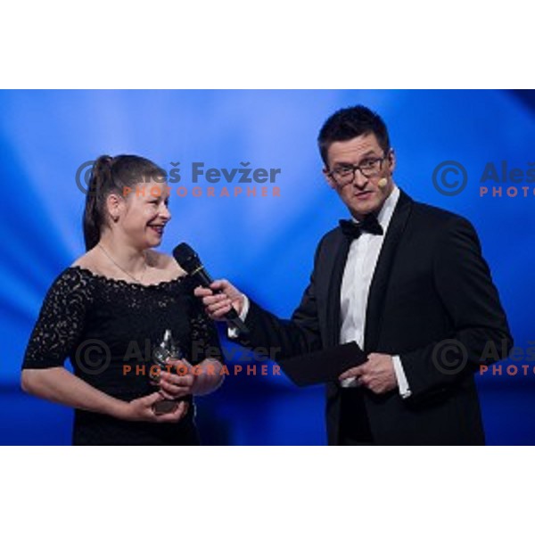 Tina Trstenjak and Sasa Jerkovic at Sportsman of Slovenia in the year 2018, Gala-night in Cankarjev Dom, Ljubljana on December 19, 2018