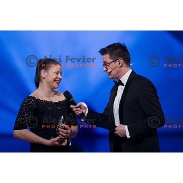 Tina Trstenjak and Sasa Jerkovic at Sportsman of Slovenia in the year 2018, Gala-night in Cankarjev Dom, Ljubljana on December 19, 2018