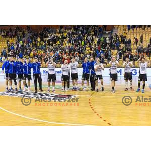 in action during handball match between Celje Pivovarna Lasko and Riko Ribnica in 1.NLB league, played in Arena Zlatorog, Celje Slovenia on December 23, 2018