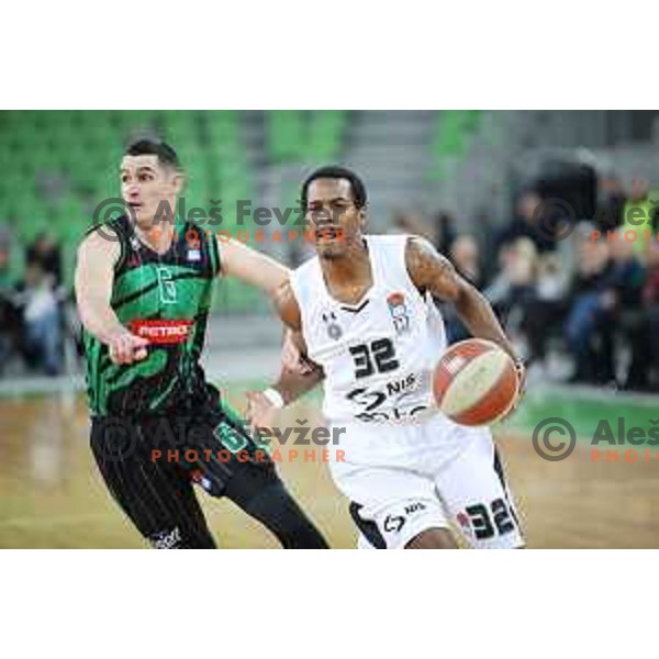 action during ABA league basketball match between Petrol Olimpija and Paetizan NIS in SRC Stozice, Ljubljana on December 29, 2018