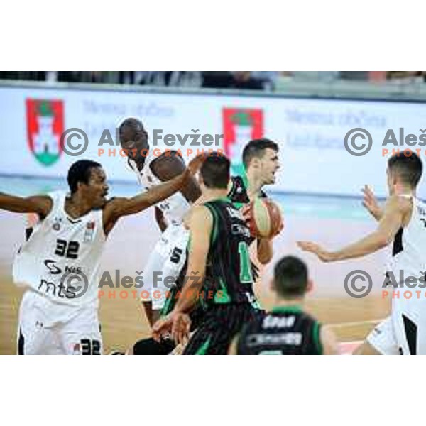 Roko Badzim in action during ABA league basketball match between Petrol Olimpija and Paetizan NIS in SRC Stozice, Ljubljana on December 29, 2018