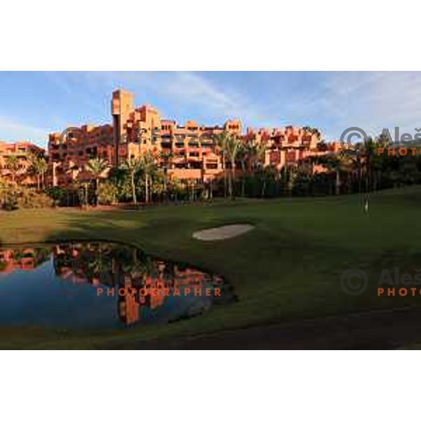 Abama 18 hole championship course contains over 300 species of subtropical plant life, including over 20,000 palm trees. Many holes have spectacular views of the Atlantic Ocean and the island of La Gomera. Photographed at Tenerife, Canary Islands on November 26, 2018