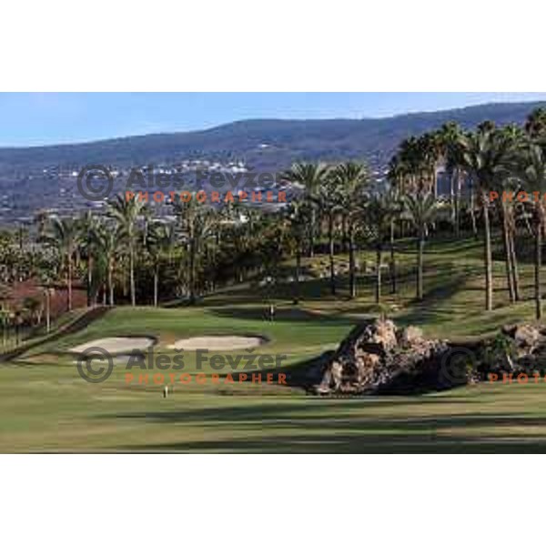 Abama 18 hole championship course contains over 300 species of subtropical plant life, including over 20,000 palm trees. Many holes have spectacular views of the Atlantic Ocean and the island of La Gomera. Photographed at Tenerife, Canary Islands on November 26, 2018