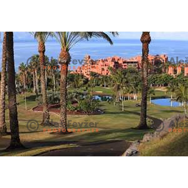 Abama 18 hole championship course contains over 300 species of subtropical plant life, including over 20,000 palm trees. Many holes have spectacular views of the Atlantic Ocean and the island of La Gomera. Photographed at Tenerife, Canary Islands on November 26, 2018