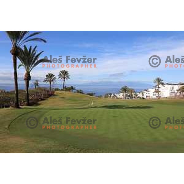 Abama 18 hole championship course contains over 300 species of subtropical plant life, including over 20,000 palm trees. Many holes have spectacular views of the Atlantic Ocean and the island of La Gomera. Photographed at Tenerife, Canary Islands on November 26, 2018