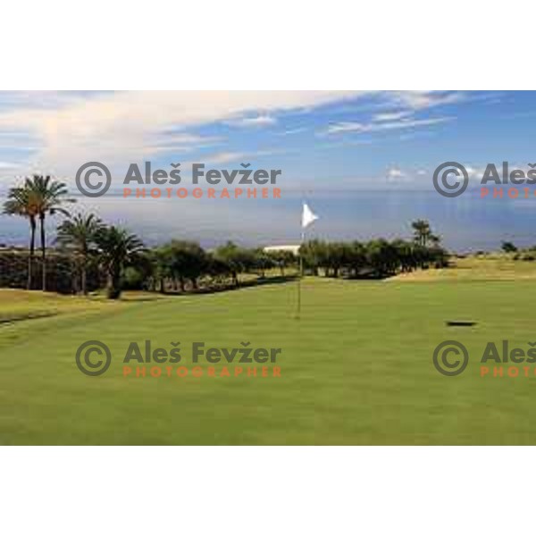 Abama 18 hole championship course contains over 300 species of subtropical plant life, including over 20,000 palm trees. Many holes have spectacular views of the Atlantic Ocean and the island of La Gomera. Photographed at Tenerife, Canary Islands on November 26, 2018