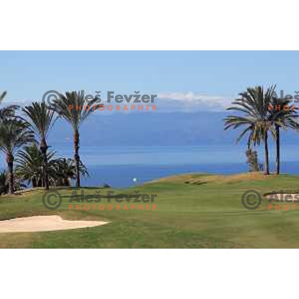 Abama 18 hole championship course contains over 300 species of subtropical plant life, including over 20,000 palm trees. Many holes have spectacular views of the Atlantic Ocean and the island of La Gomera. Photographed at Tenerife, Canary Islands on November 26, 2018