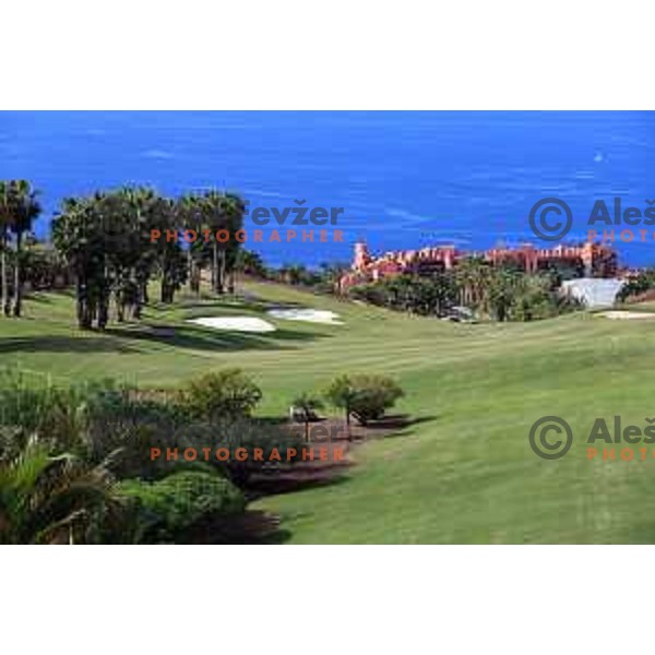 Abama 18 hole championship course contains over 300 species of subtropical plant life, including over 20,000 palm trees. Many holes have spectacular views of the Atlantic Ocean and the island of La Gomera. Photographed at Tenerife, Canary Islands on November 26, 2018