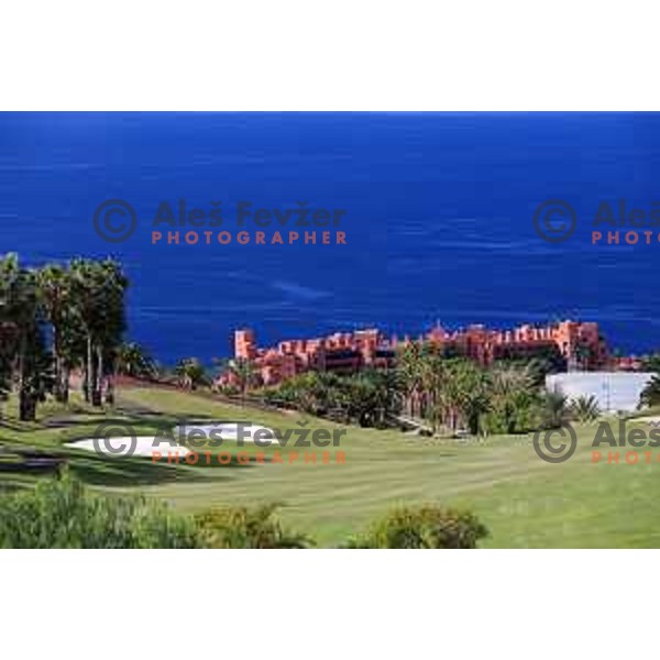 Abama 18 hole championship course contains over 300 species of subtropical plant life, including over 20,000 palm trees. Many holes have spectacular views of the Atlantic Ocean and the island of La Gomera. Photographed at Tenerife, Canary Islands on November 26, 2018