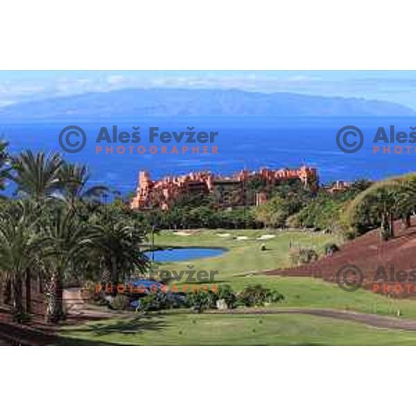 Abama 18 hole championship course contains over 300 species of subtropical plant life, including over 20,000 palm trees. Many holes have spectacular views of the Atlantic Ocean and the island of La Gomera. Photographed at Tenerife, Canary Islands on November 26, 2018