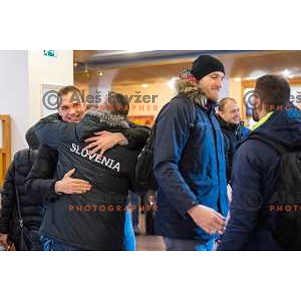 Vid Poteko and Blaz Blagotinsek at Meeting of Slovenia National Handball team in Zrece on January 2, 2019