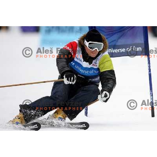 Grega Erbeznik during first run of HIT Ski Legends Challenge by Jure Kosir in Kranjska gora, Slovenia 2.2.2008. Photo by Ales Fevzer 