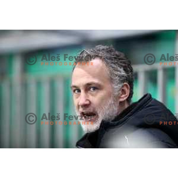 Jure Vnuk, head coach of SZ Olimpija in action during Alps League (AHL) ice hockey match between SZ Olimpija and Red Bulls 2 in Tivoli Hall, Ljubljana on January 5, 2019